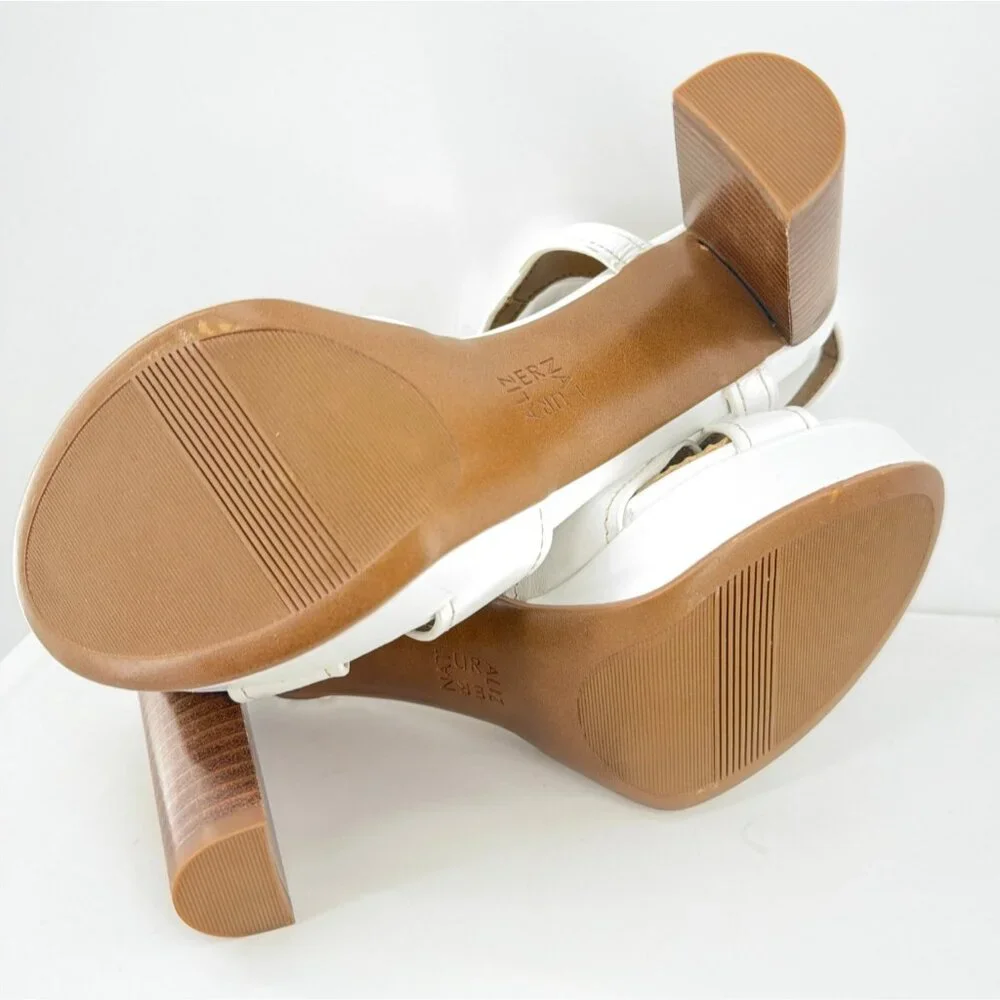 Naturalizer Marnie White Platforms Ankle Strap Heel Sandals Size Women 8 Wide